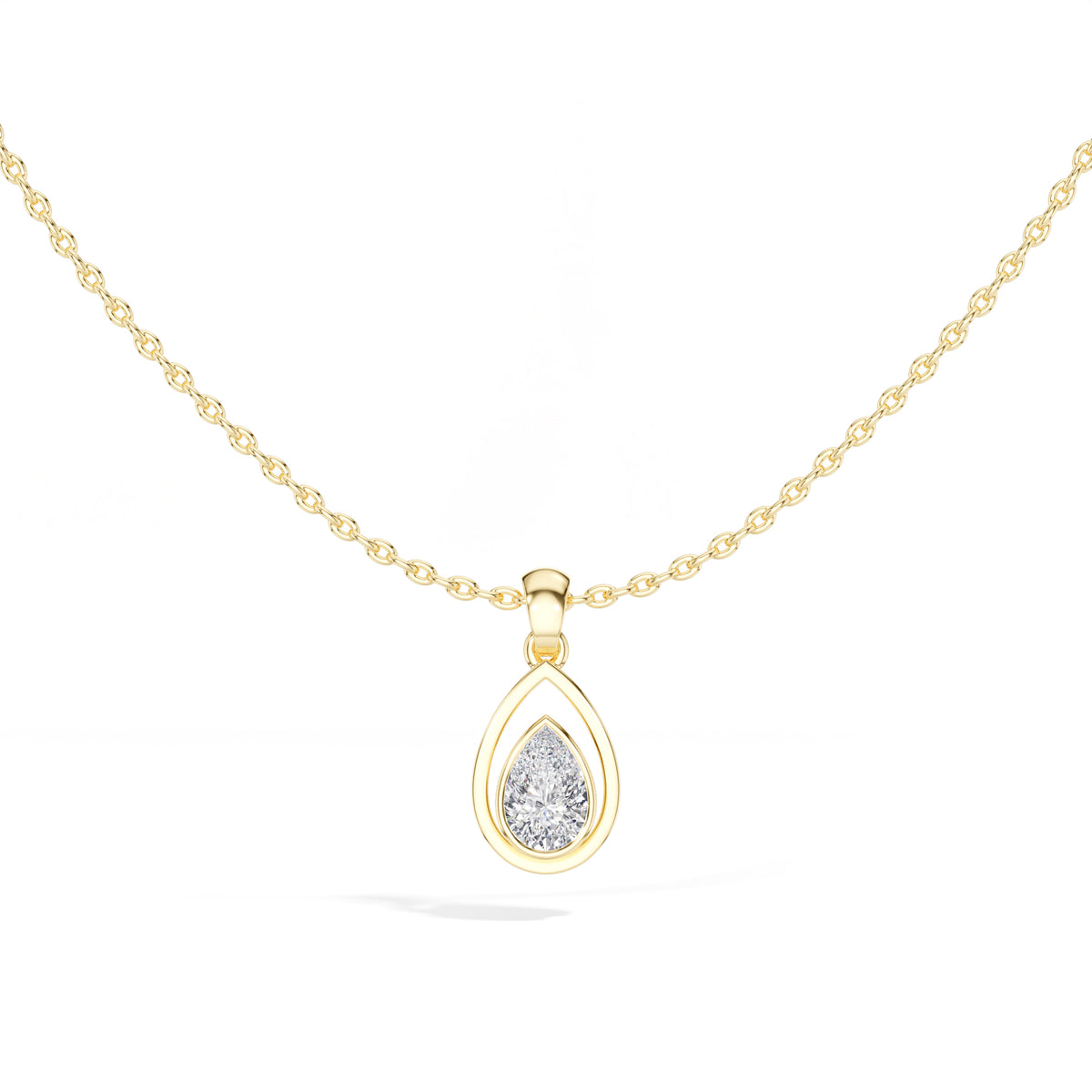 Teardrop Pendant Pear Lab Grown Diamond Bezel Set Solitaire