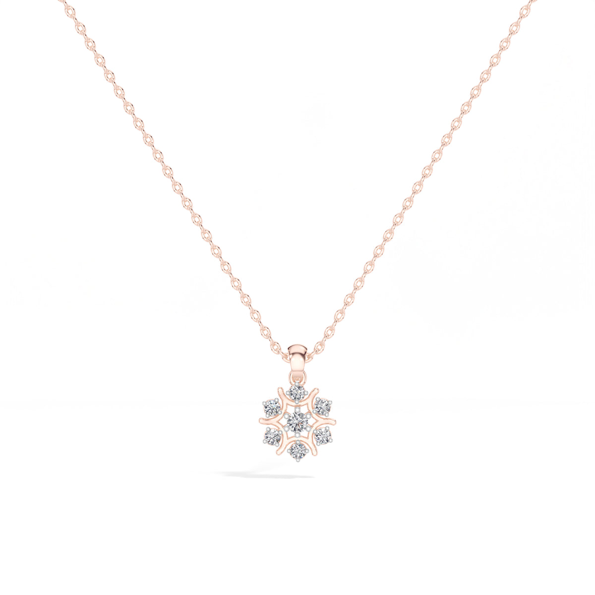 Snowflake Pendant Round Lab Grown Diamond Seven Stone Cluster