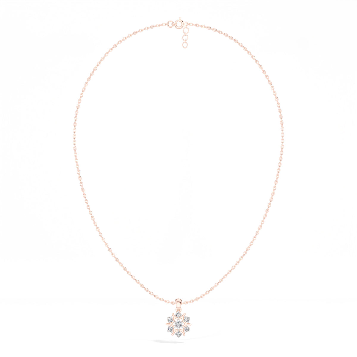 Snowflake Pendant Round Lab Grown Diamond Seven Stone Cluster