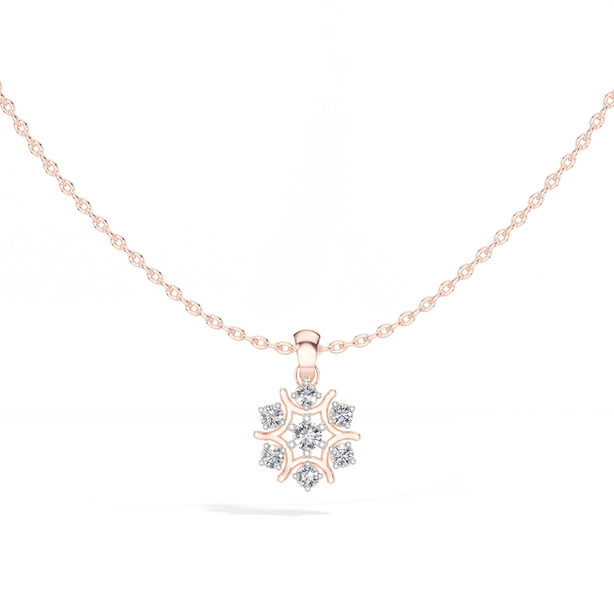 Snowflake Pendant Round Lab Grown Diamond Seven Stone Cluster