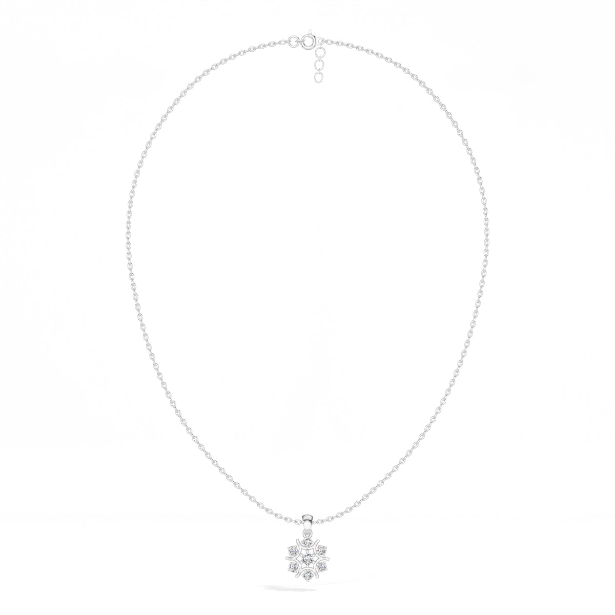 Snowflake Pendant Round Lab Grown Diamond Seven Stone Cluster