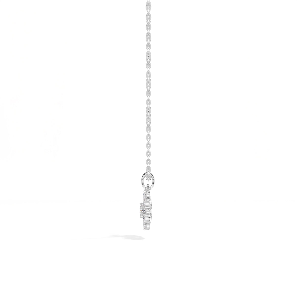 Snowflake Pendant Round Lab Grown Diamond Seven Stone Cluster