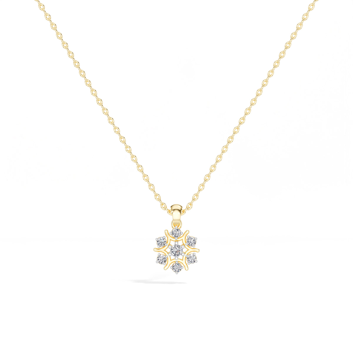 Snowflake Pendant Round Lab Grown Diamond Seven Stone Cluster