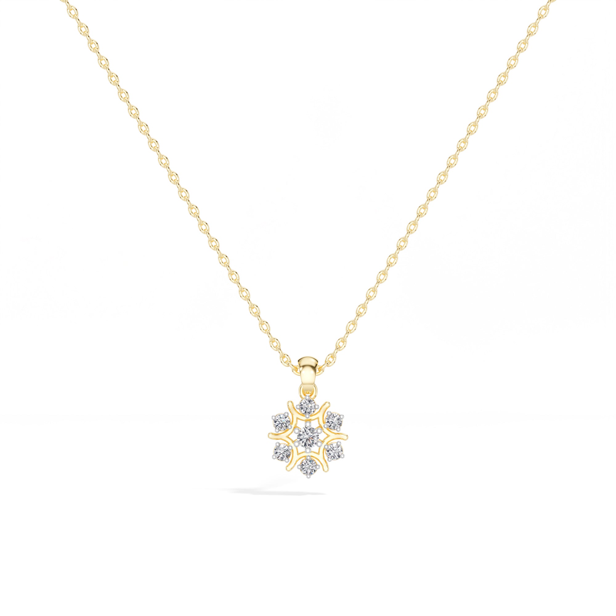 Snowflake Pendant Round Lab Grown Diamond Seven Stone Cluster