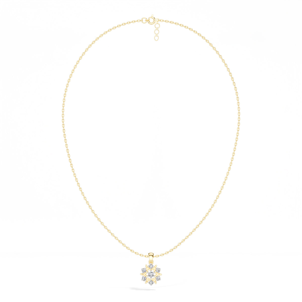 Snowflake Pendant Round Lab Grown Diamond Seven Stone Cluster