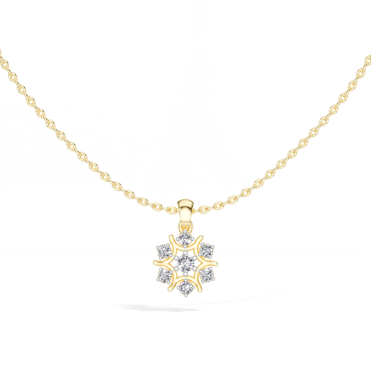 Snowflake Pendant Round Lab Grown Diamond Seven Stone Cluster