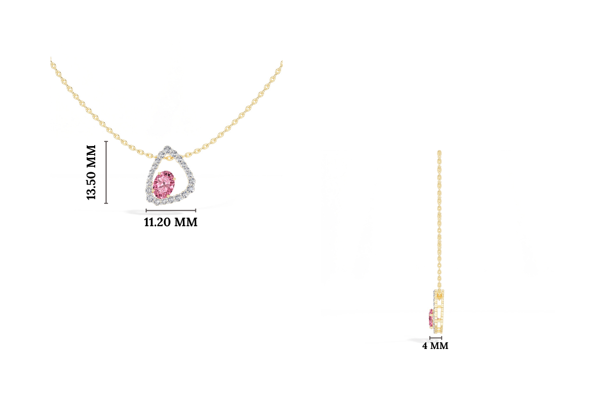 Pink Gemstone & Lab Grown Diamond Halo Aveline Pendant 