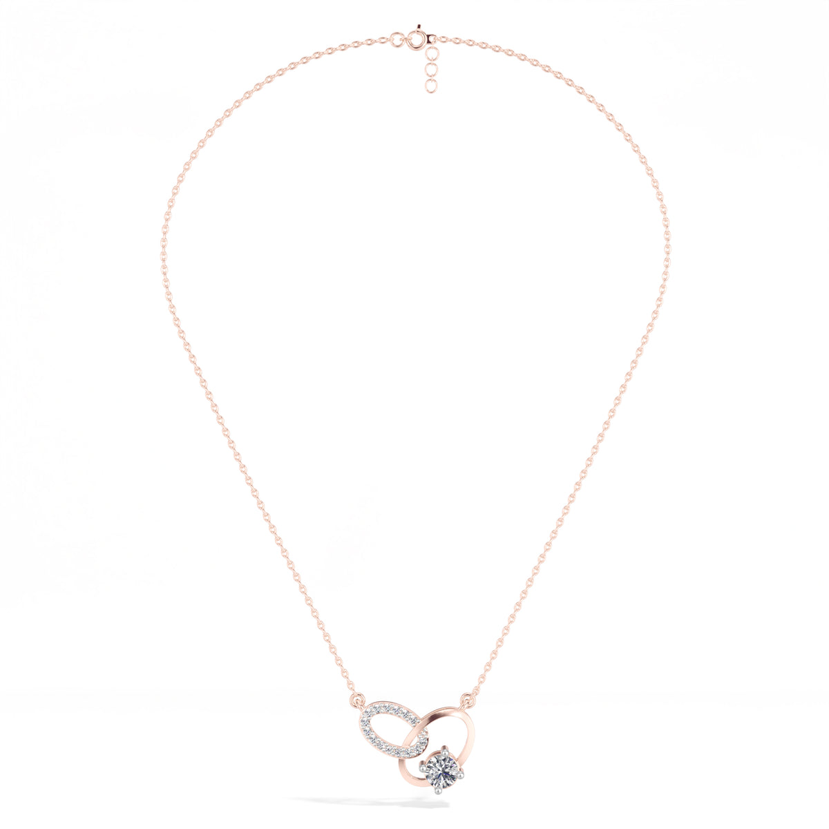 Round Lab Grown Diamond Interlocking Link Liena Pendant