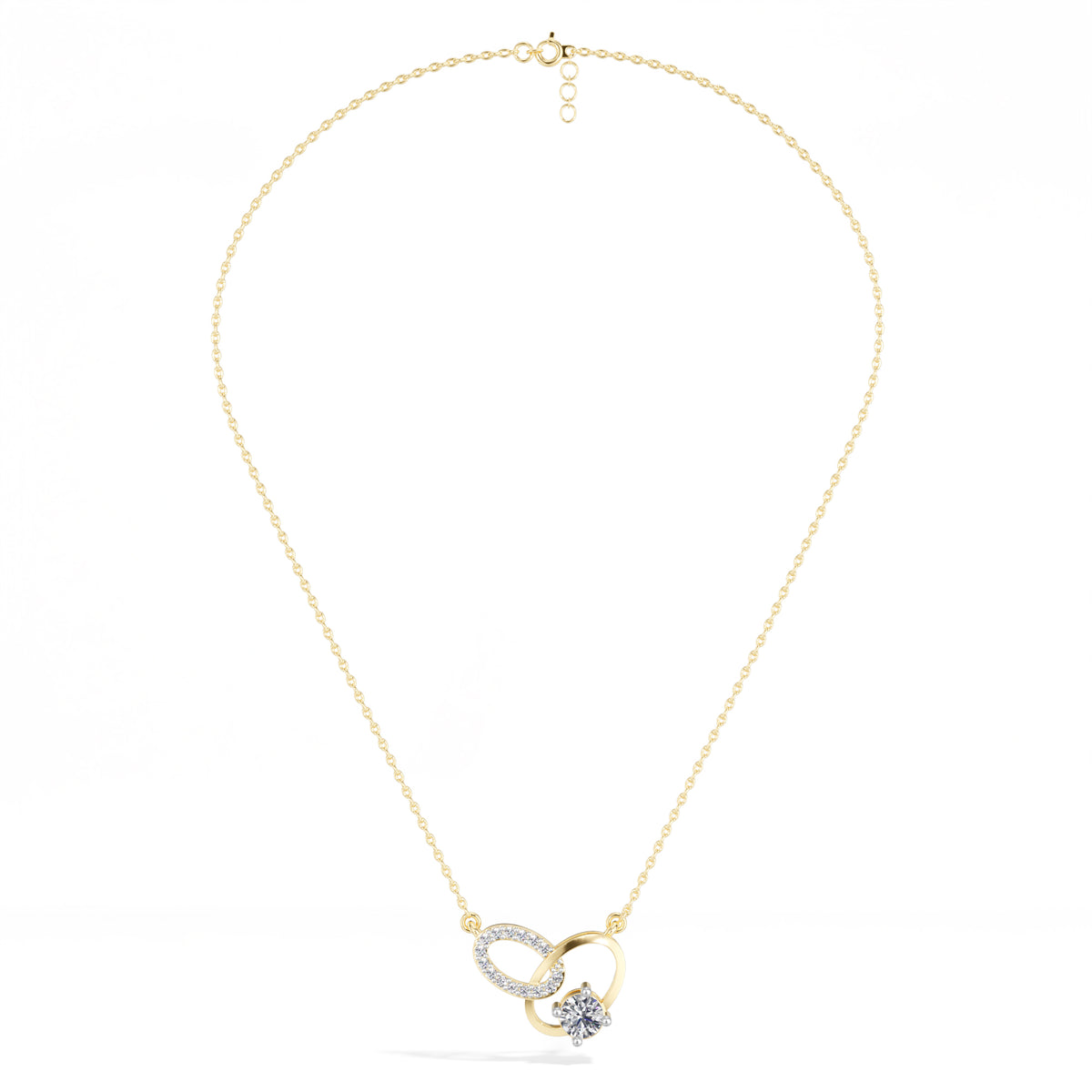 Round Lab Grown Diamond Interlocking Link Liena Pendant