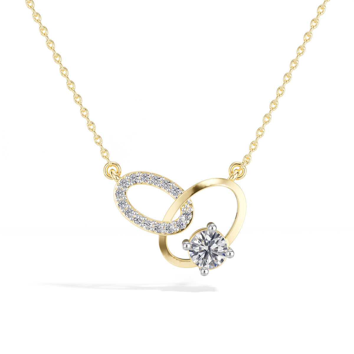 Round Lab Grown Diamond Interlocking Link Liena Pendant