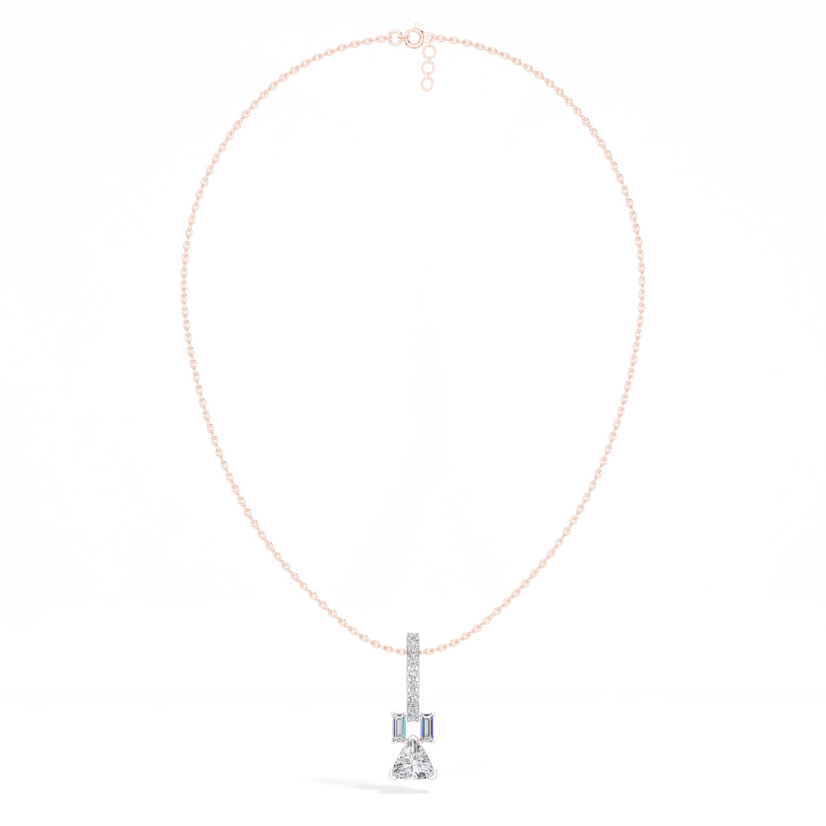 Trillion Drop Lab Grown Diamond Bar Pendant Selvane Necklace