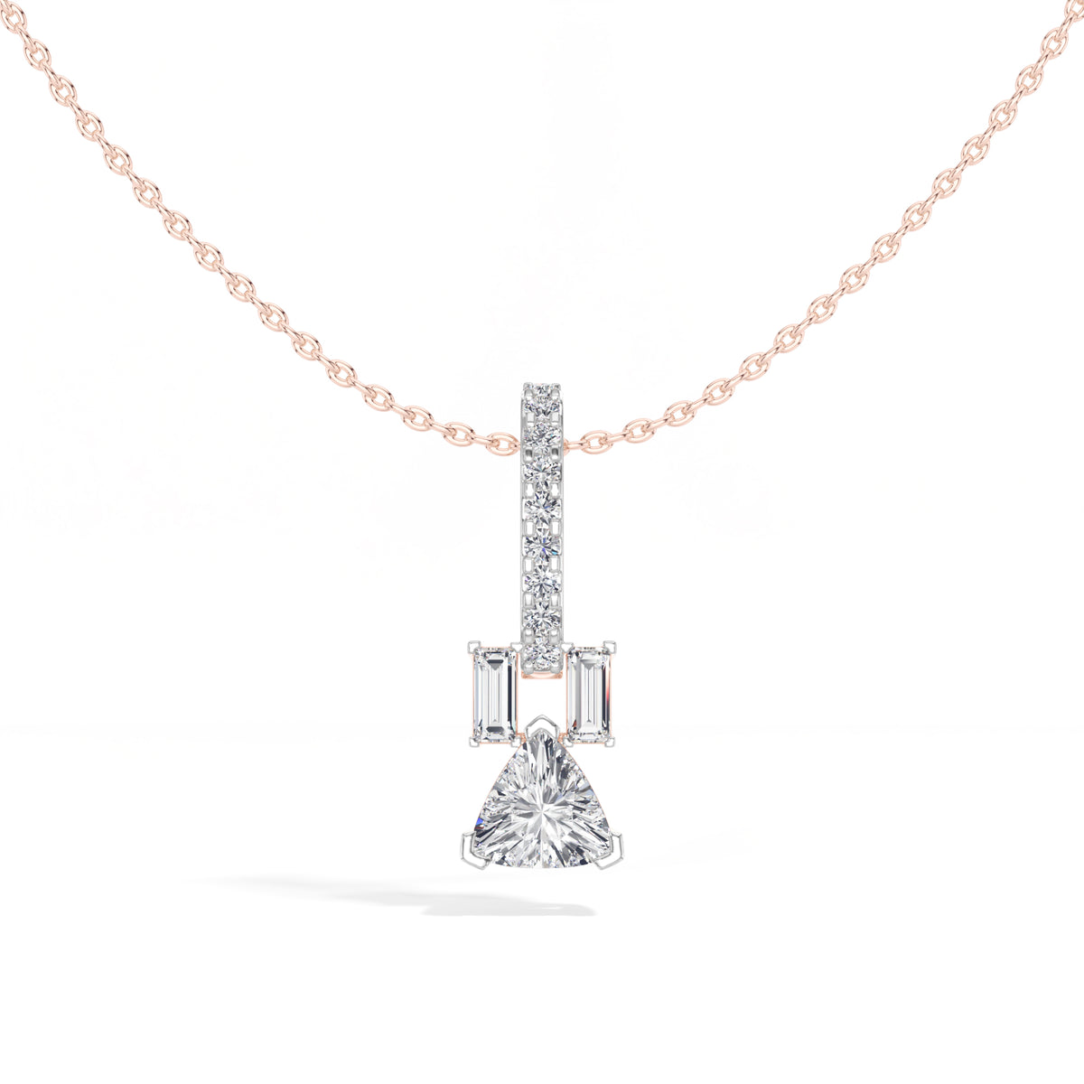 Trillion Drop Lab Grown Diamond Bar Pendant Selvane Necklace