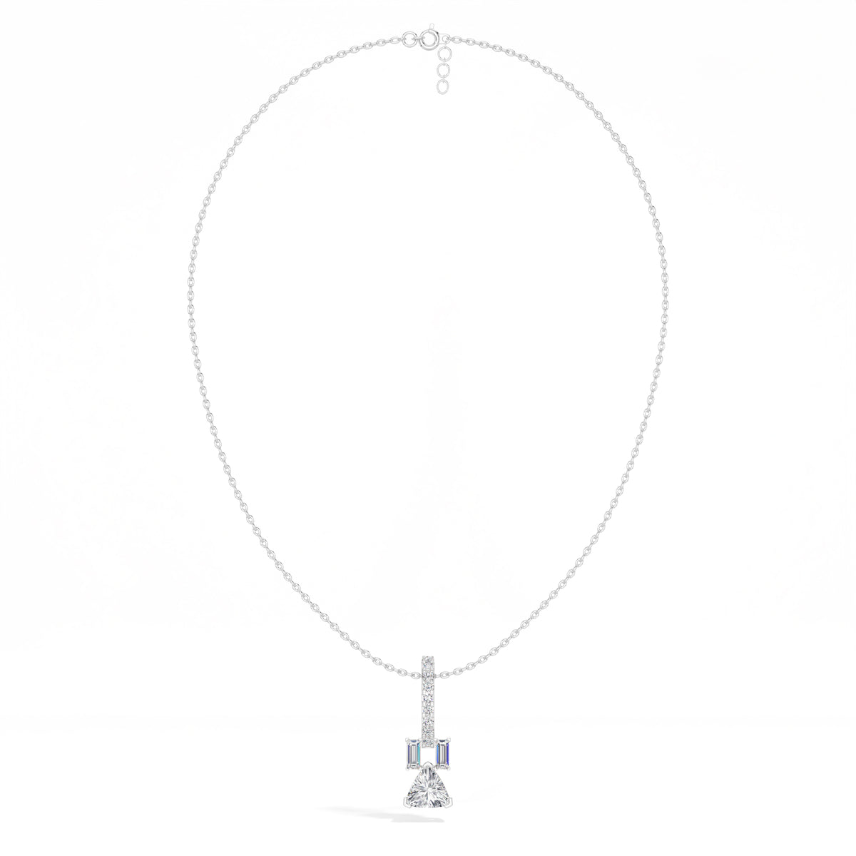 Trillion Drop Lab Grown Diamond Bar Pendant Selvane Necklace