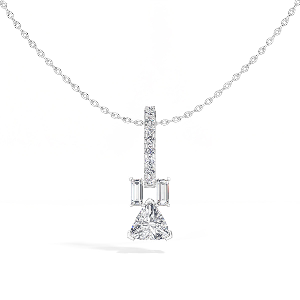 Trillion Drop Lab Grown Diamond Bar Pendant Selvane Necklace
