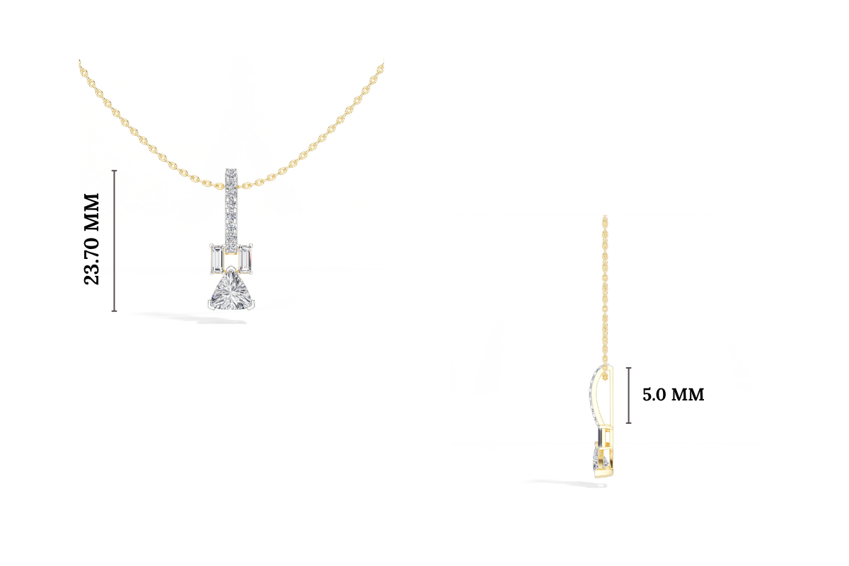 Trillion Drop Lab Grown Diamond Bar Pendant Selvane Necklace