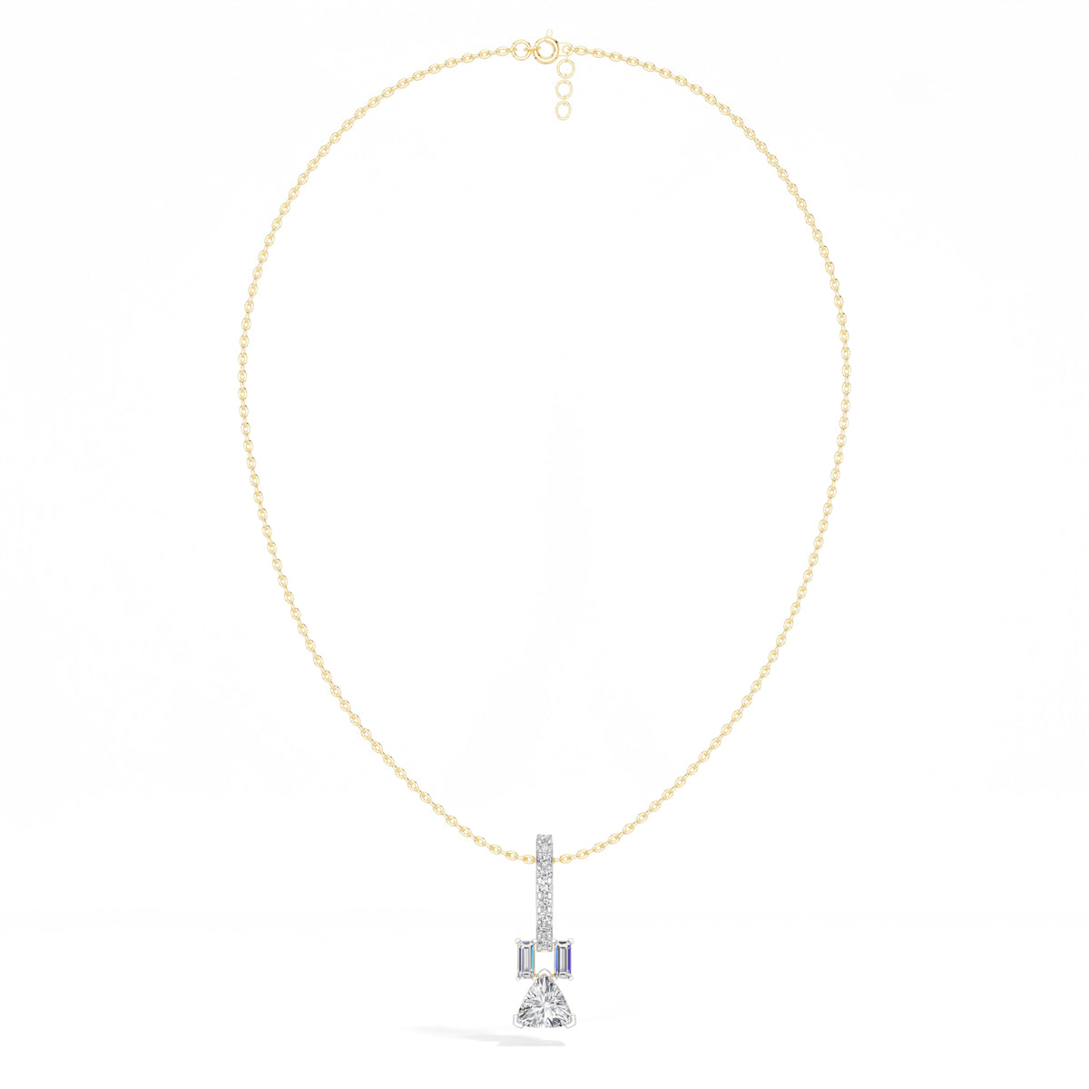 Trillion Drop Lab Grown Diamond Bar Pendant Selvane Necklace