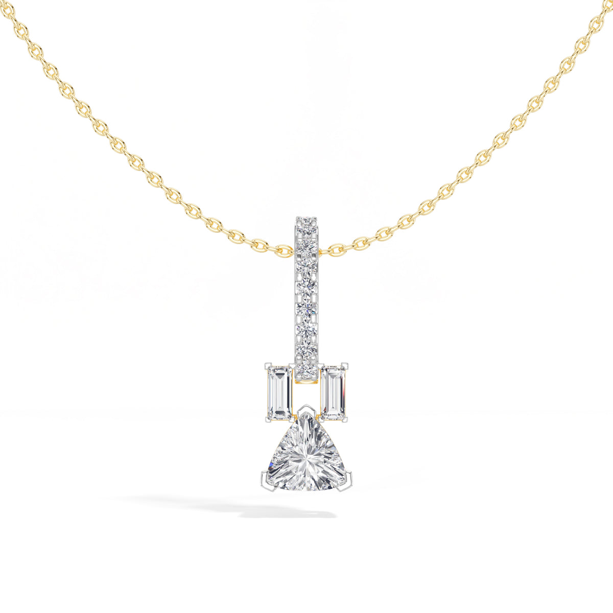 Trillion Drop Lab Grown Diamond Bar Pendant Selvane Necklace