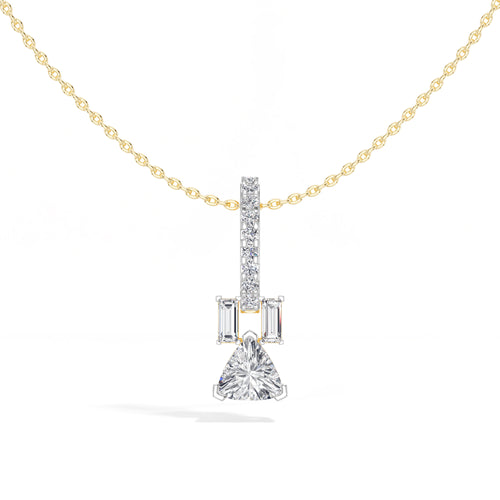 Trillion Drop Lab Grown Diamond Bar Pendant Selvane Necklace
