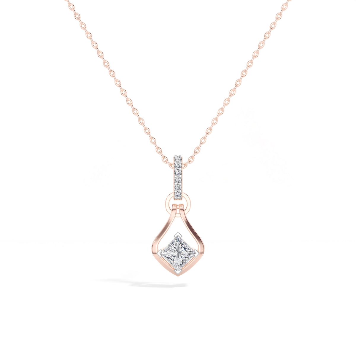 Princess-Cut Lab Grown Diamond Sculptural Pendant Kestrel Necklace 
