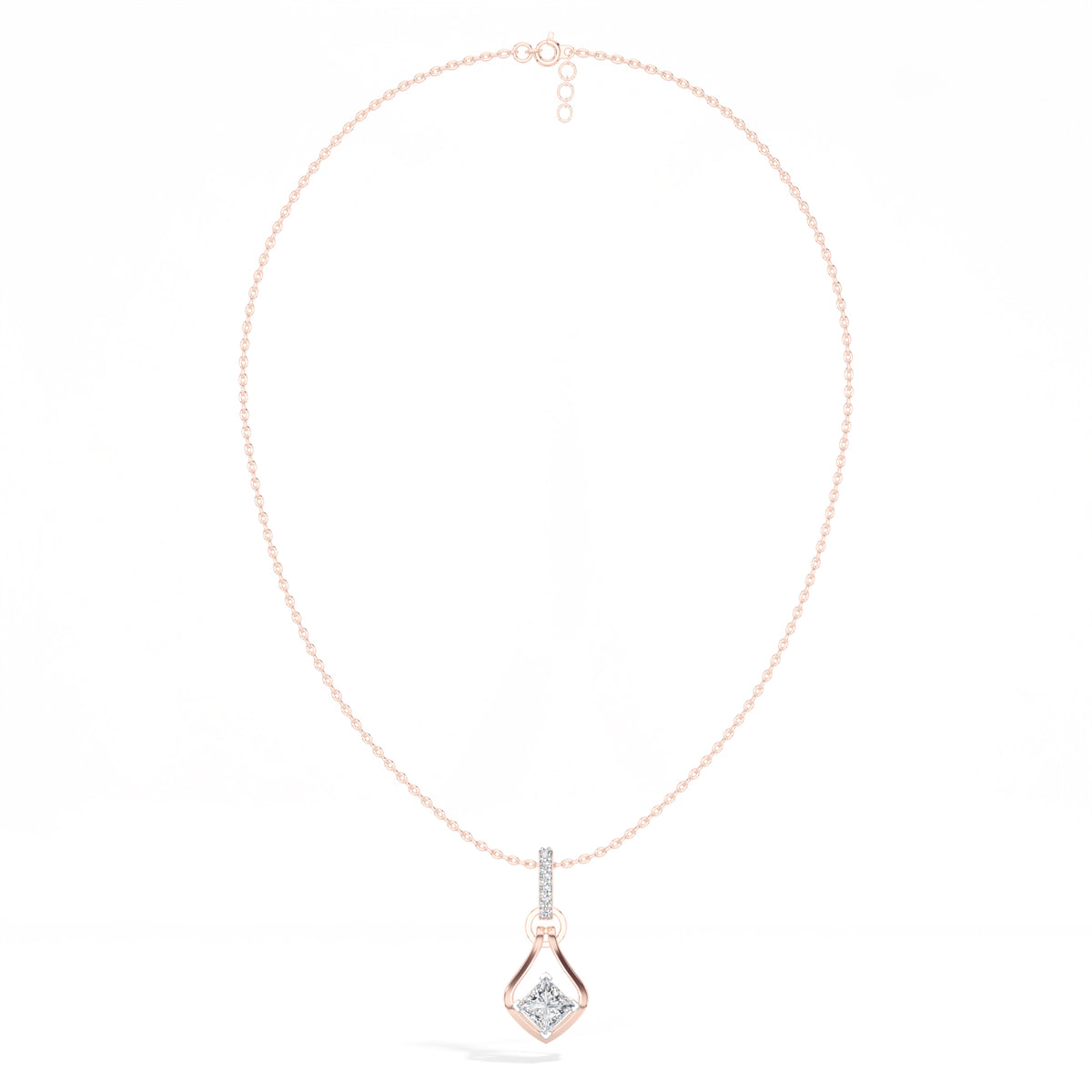 Princess-Cut Lab Grown Diamond Sculptural Pendant Kestrel Necklace 