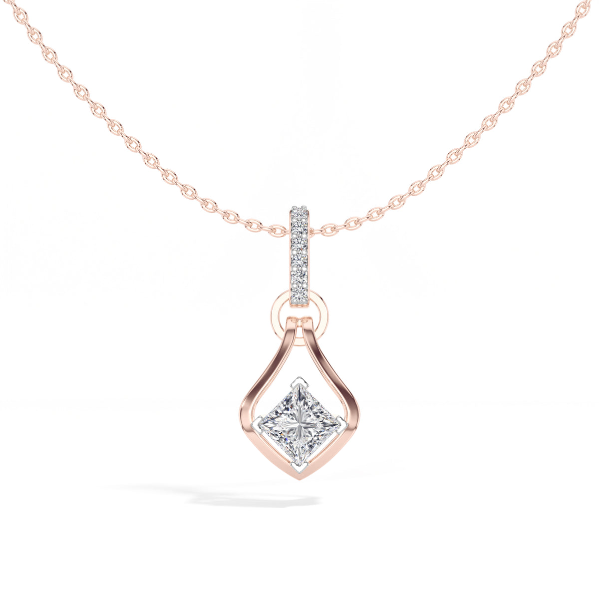 Princess-Cut Lab Grown Diamond Sculptural Pendant Kestrel Necklace 
