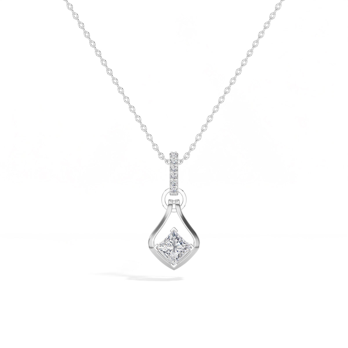 Princess-Cut Lab Grown Diamond Sculptural Pendant Kestrel Necklace 