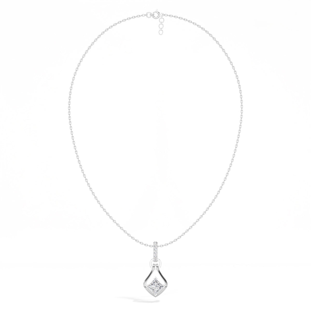 Princess-Cut Lab Grown Diamond Sculptural Pendant Kestrel Necklace 