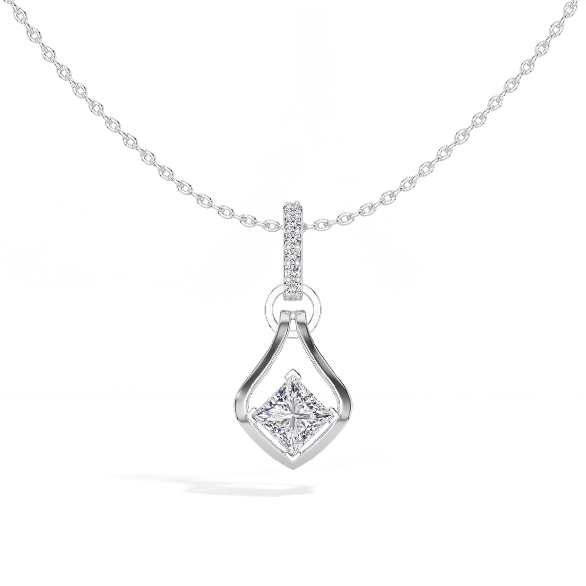 Princess-Cut Lab Grown Diamond Sculptural Pendant Kestrel Necklace 