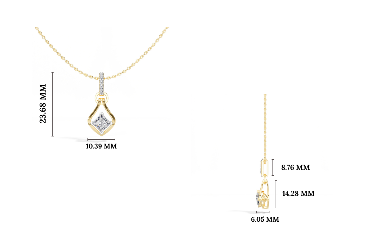 Princess-Cut Lab Grown Diamond Sculptural Pendant Kestrel Necklace 