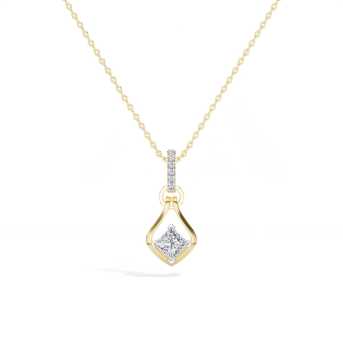 Princess-Cut Lab Grown Diamond Sculptural Pendant Kestrel Necklace 