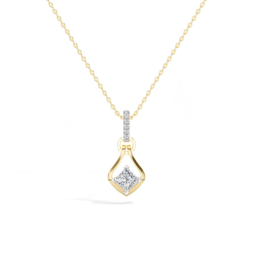 Princess-Cut Lab Grown Diamond Sculptural Pendant Kestrel Necklace 