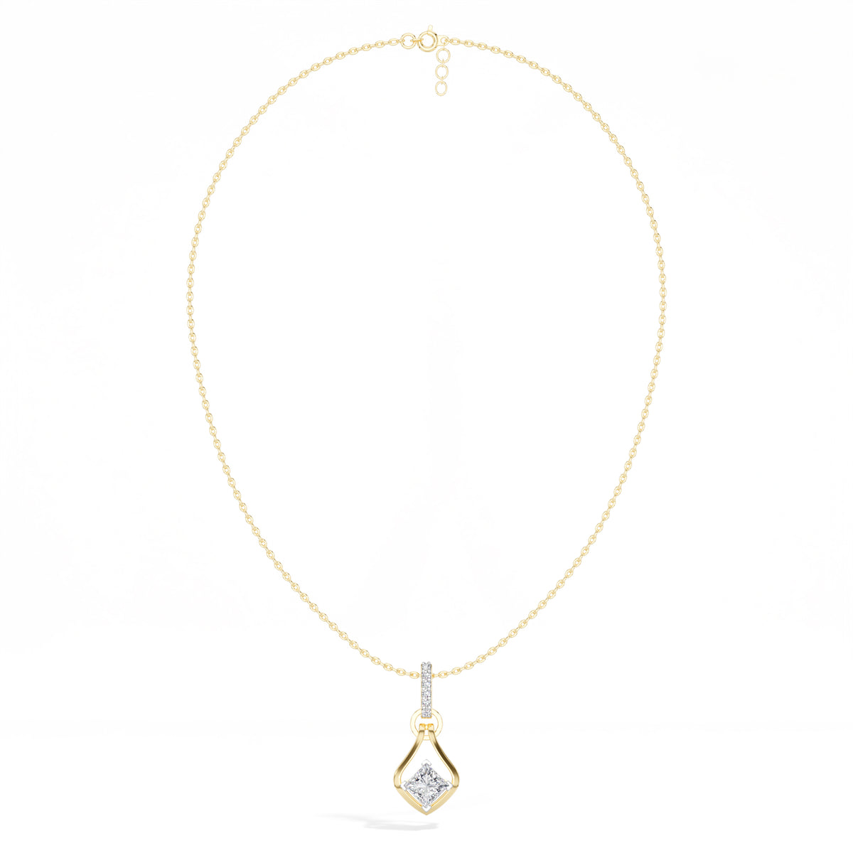 Princess-Cut Lab Grown Diamond Sculptural Pendant Kestrel Necklace 