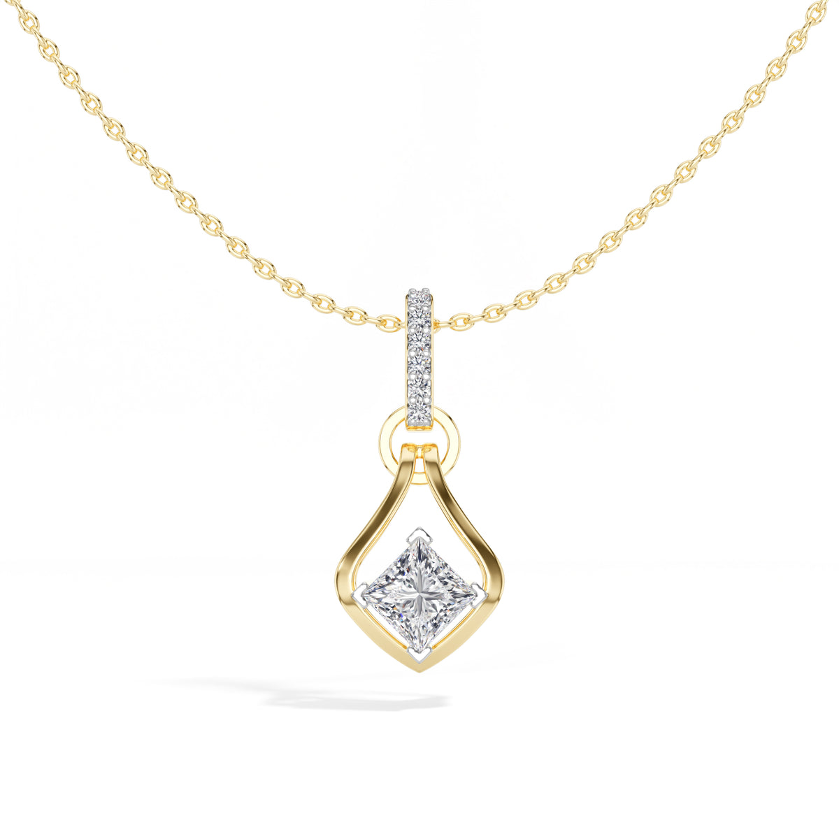 Princess-Cut Lab Grown Diamond Sculptural Pendant Kestrel Necklace 