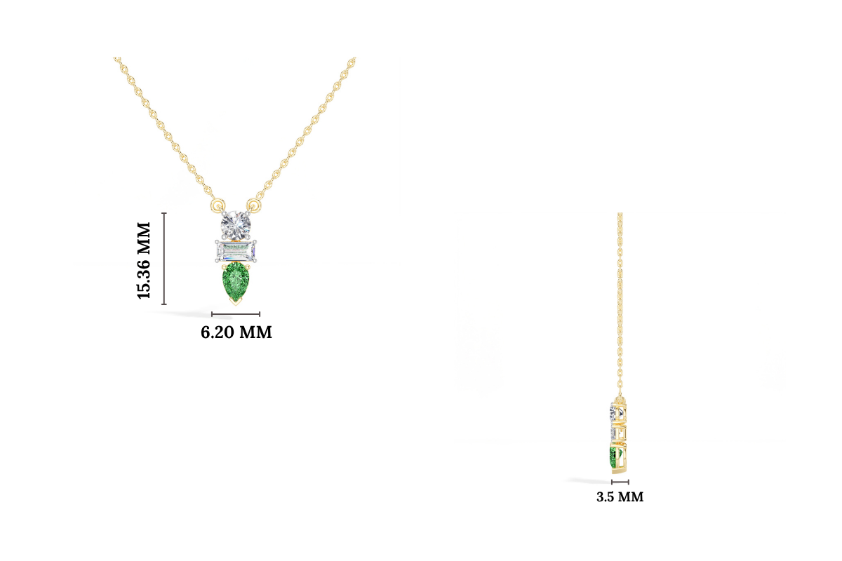 Pear & Emerald Lab Grown Diamond Three-Stone Elowen Pendant 