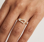 Gold Solitaire Pave Princess Lab Grown Diamond Petal Ring