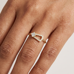 Gold Solitaire Pave Princess Lab Grown Diamond Petal Ring