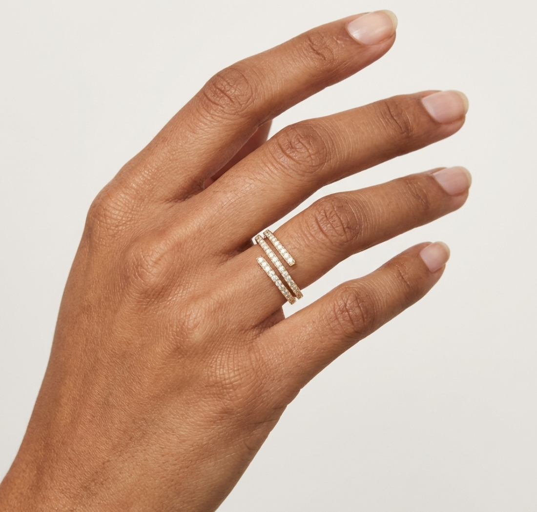 Gold Pave Round Lab Grown Diamond Phexa Ring