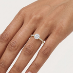 Gold 1Ct 4Prong Solitaire Round Pave Shank Lab Grown Diamond Philon Ring