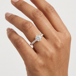 Gold 1Ct Round Side Stone Lab Grown Diamond Plina Ring