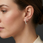 Gold Petal Linear Drop Design Round Lab Grown Diamond Qyren Earring