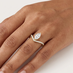 Gold 1Ct Pave Chevron Marquise Lab Grown Diamond Qirel Ring