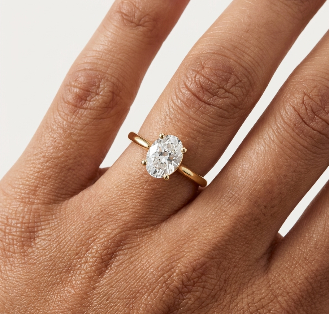 Gold Oval Solitaire Lab Grown Diamond Qorix Ring
