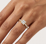 Gold Princess Pave Lab Grown Diamond Engagement Qyrene Ring
