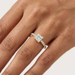 Gold Princess Pave Lab Grown Diamond Engagement Qyrene Ring
