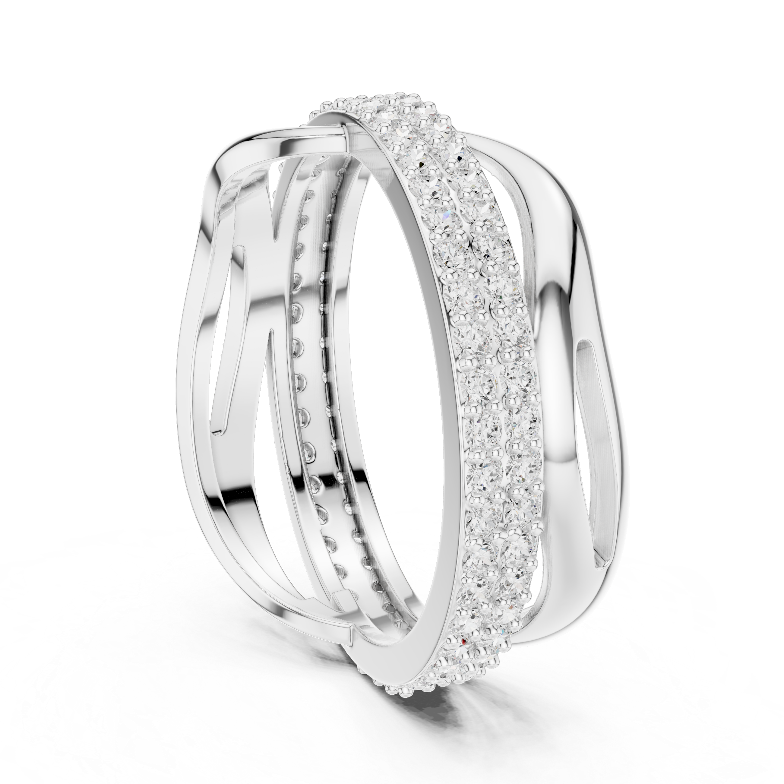 Gold Pave Twist Setting Round Lab Grown Diamond Elara Ring