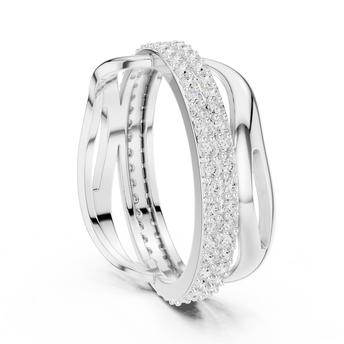 Gold Pave Twist Setting Round Lab Grown Diamond Elara Ring