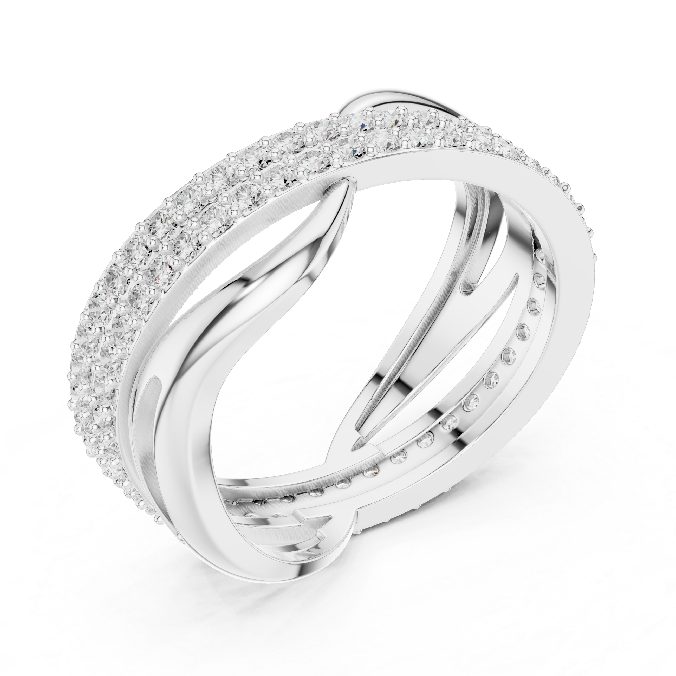 Gold Pave Twist Setting Round Lab Grown Diamond Elara Ring