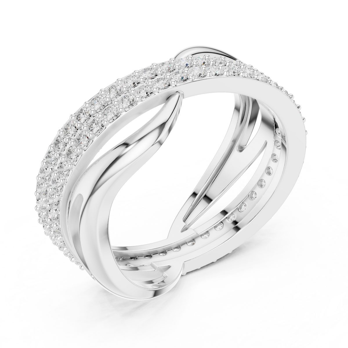 Gold Pave Twist Setting Round Lab Grown Diamond Elara Ring