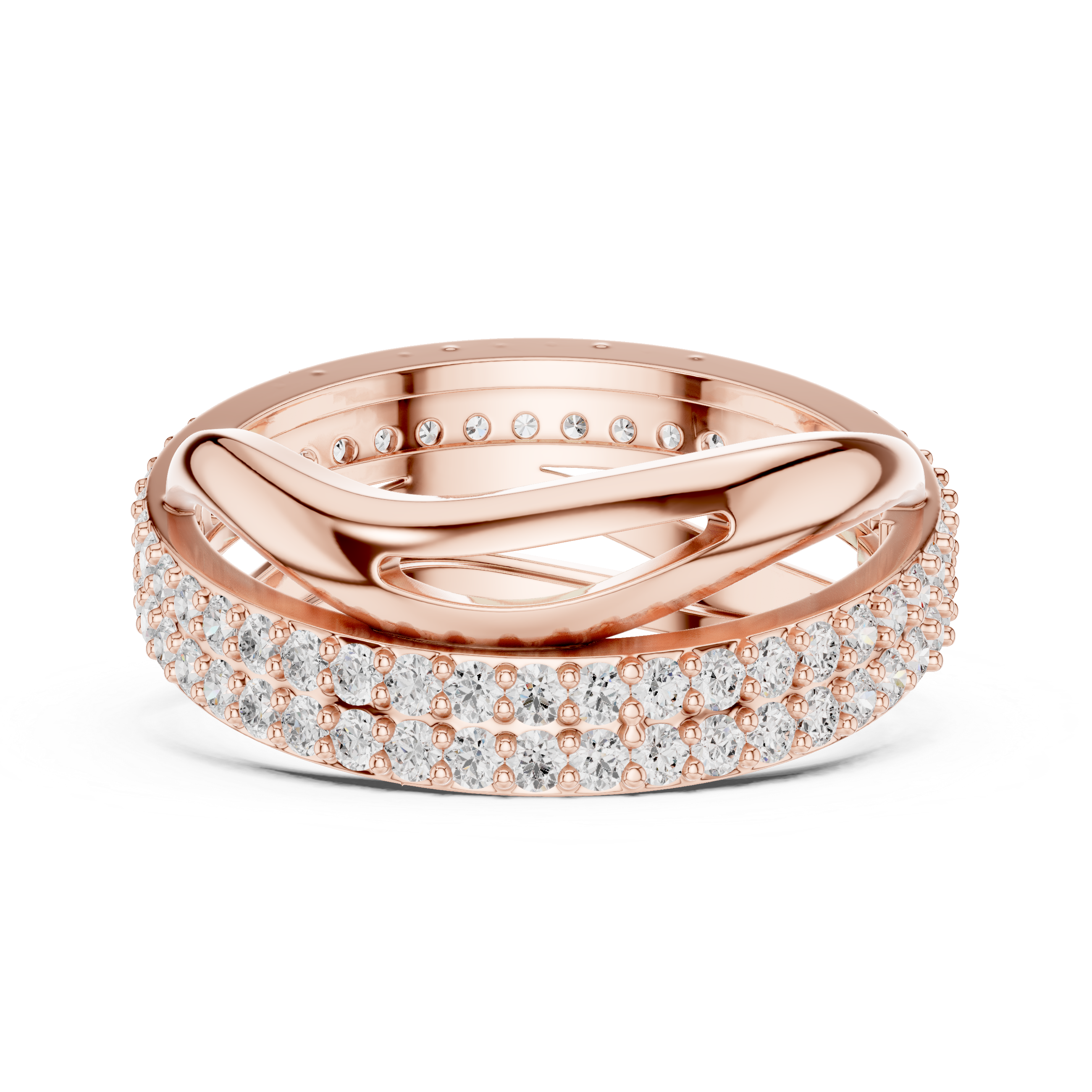 Gold Pave Twist Setting Round Lab Grown Diamond Elara Ring