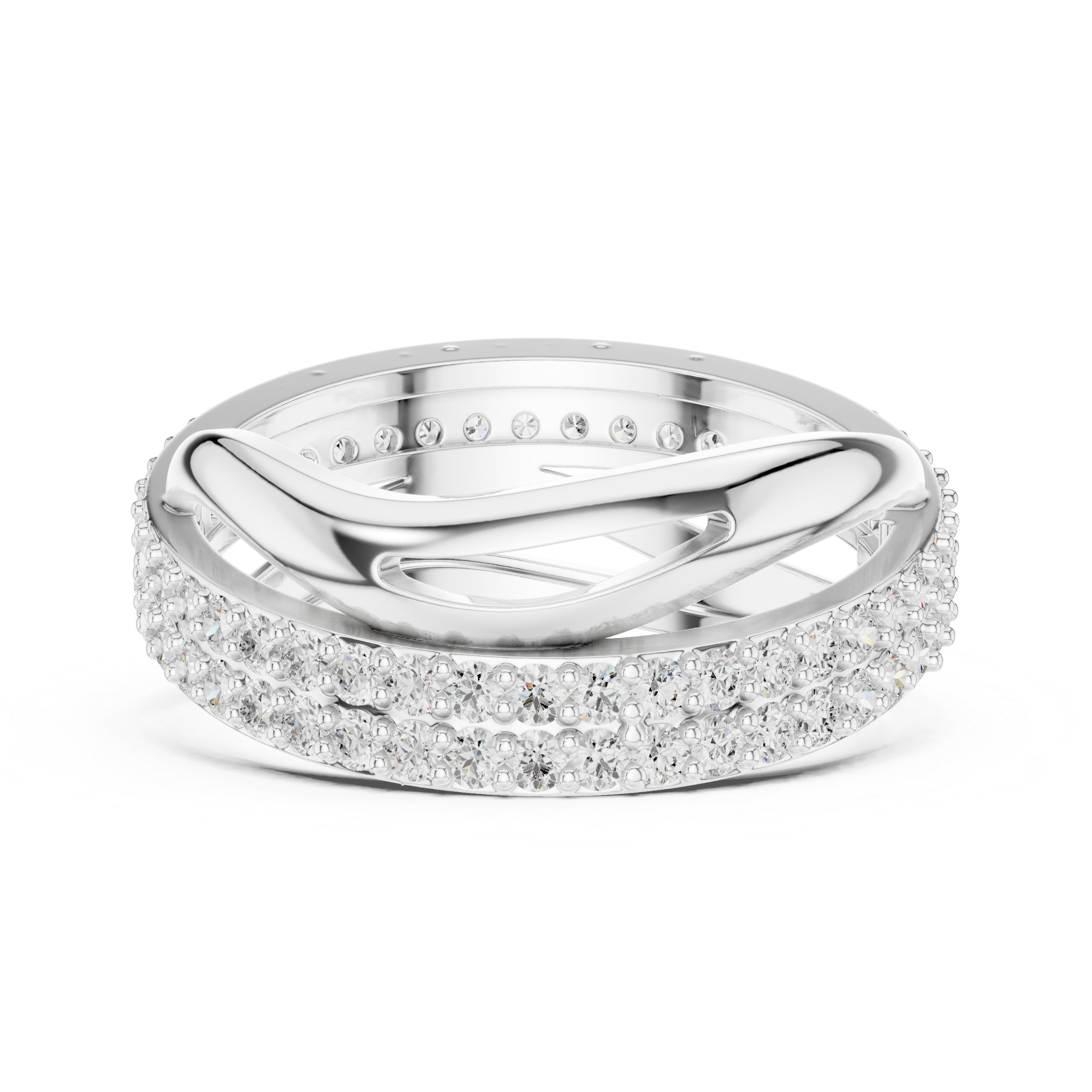Gold Pave Twist Setting Round Lab Grown Diamond Elara Ring